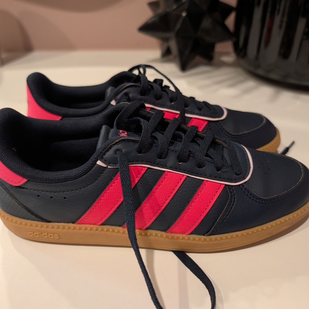 adidas Kids Navy with Pink Stripe Sneakers